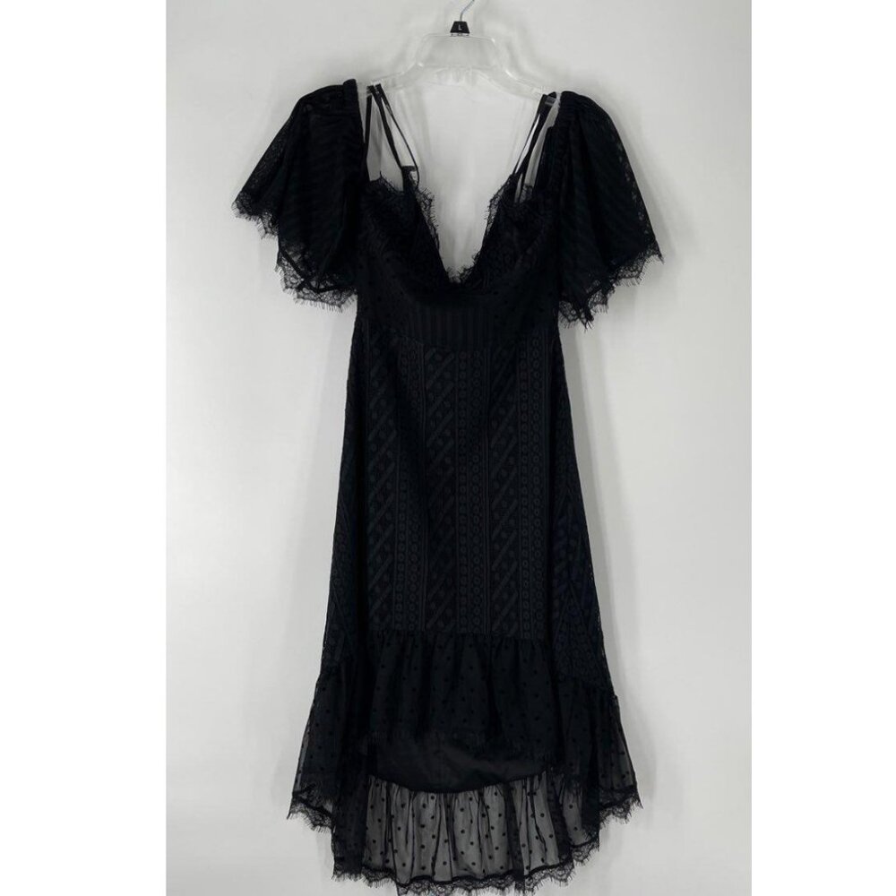 Downtown Divas Black Lace Flutter Sleeve Dress – Size XS - NWT